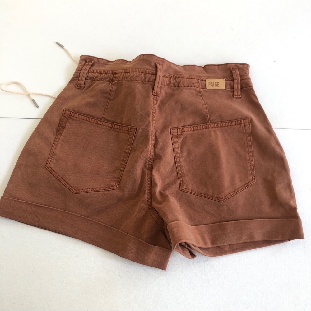 PAIGE High Waist Drawstring Shorts in Rust MK - Picture 2 of 5